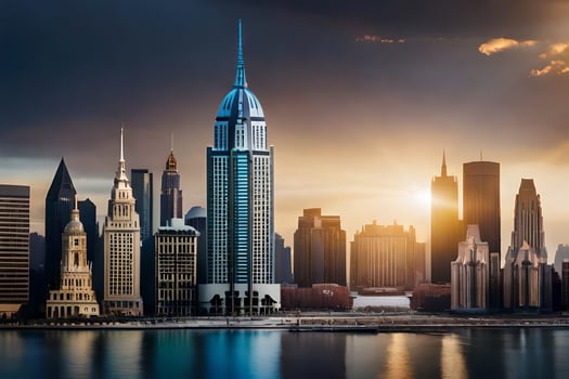the city skyline is shown in this photo. AI-Generated photo
