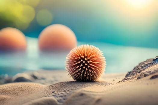 a small ball of sand on the beach. AI-Generated photo