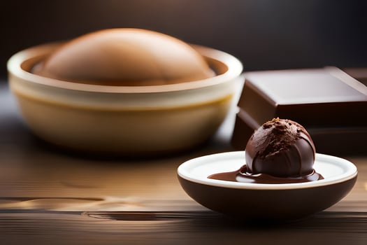 chocolate and a bowl of chocolate. AI-Generated photo