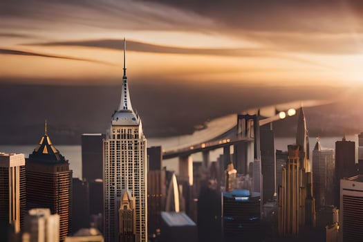 the empire state building is seen in the background. AI-Generated photo