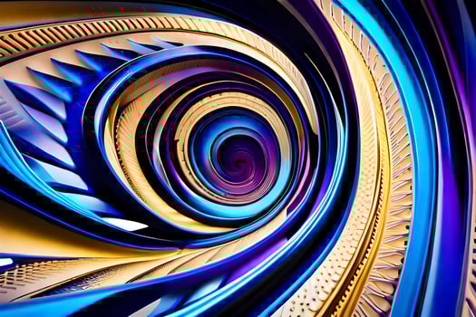 abstract art, blue, purple, gold, spiral, abstract, spiral, abstract art,. AI-Generated photo