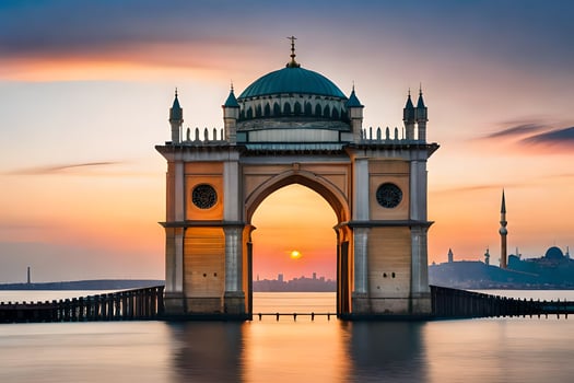 the arch of istanbul at sunset. AI-Generated photo