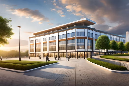 an artist's rendering of the new office building. AI-Generated photo