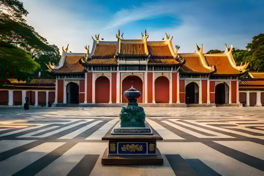 the golden temple of thien mien, vietnam. AI-Generated photo