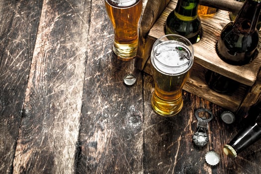 box with bottles of fresh beer. photo