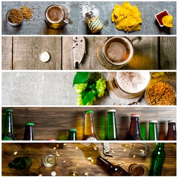 Food collage of beer . photo