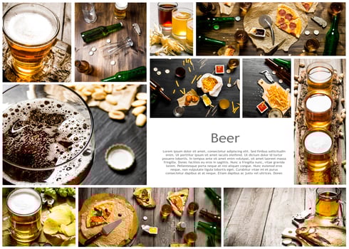 Food collage of beer . photo