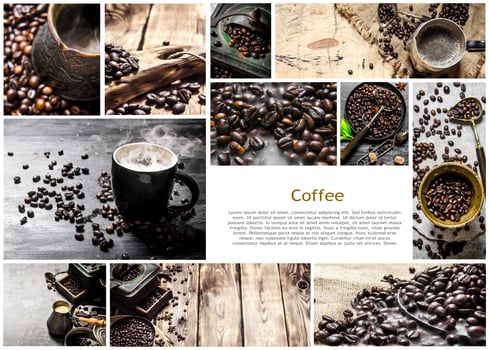 Food collage of coffee . photo