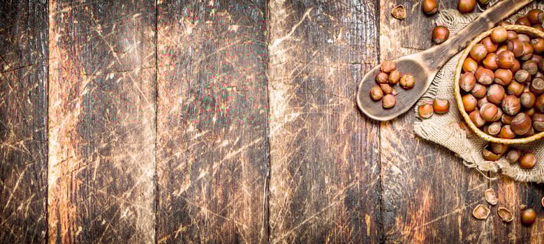 Hazelnuts in a basket. photo