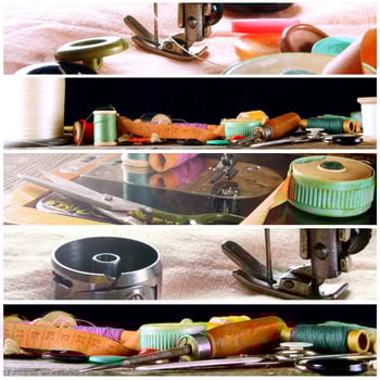 collage of sewing photos .