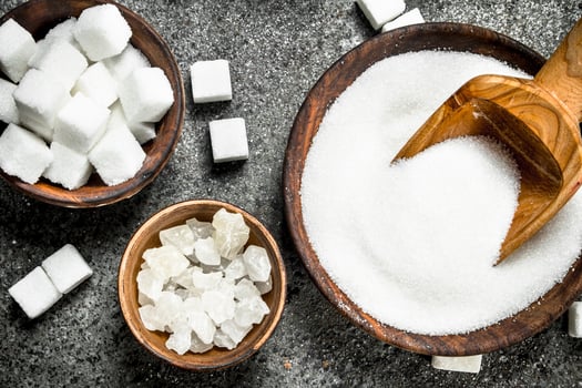White sugar in bowls. photo