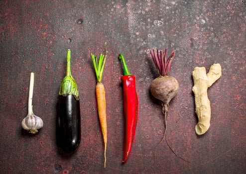 Organic food. Various ripe vegetables. photo
