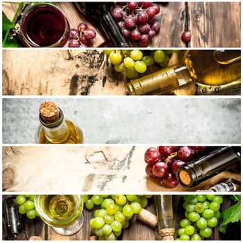 Food collage of red and white wine. photo