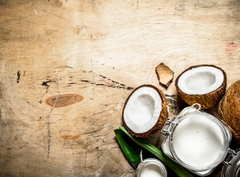 Coconut milk in a jar. photo