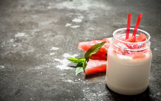Watermelon smoothie with mint. photo