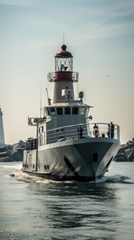 Military liner at sea with helicopters and warships photo