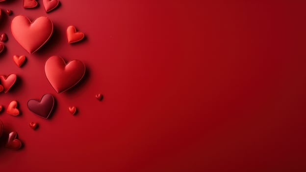 red hearts on red background photo