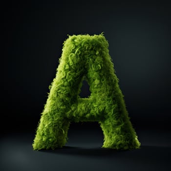 Letter A with moss. Large soft forest font. photo