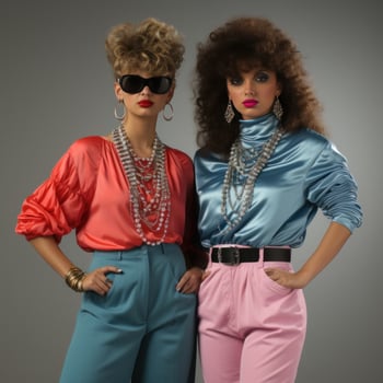 Girls in 80s fashion clothes photo