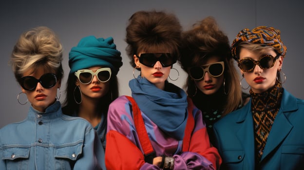 Girls in 80s fashion clothes photo