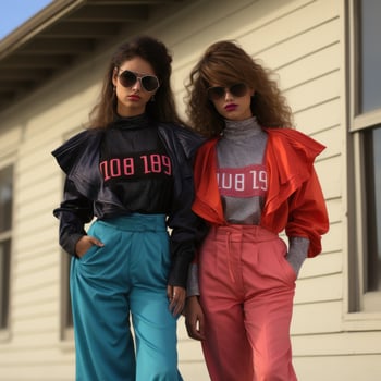 Girls in 80s fashion clothes photo