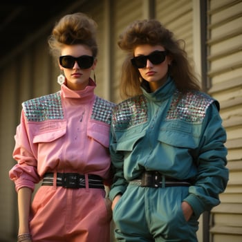 Girls in 80s fashion clothes photo