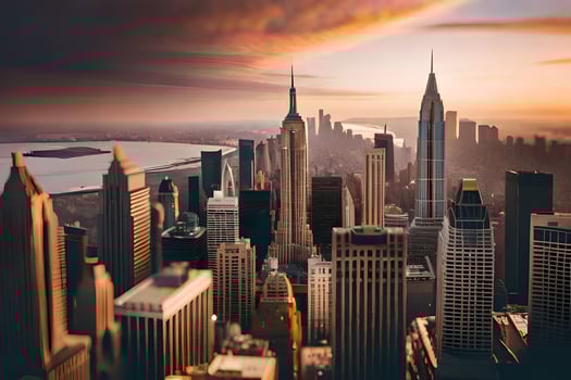 the city skyline is shown in this photo. AI-Generated photo