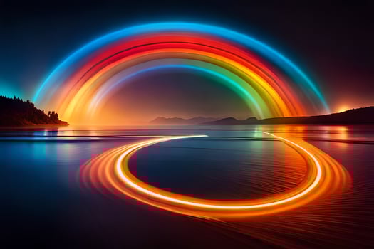 a rainbow is shown in the sky with long exposure. AI-Generated photo