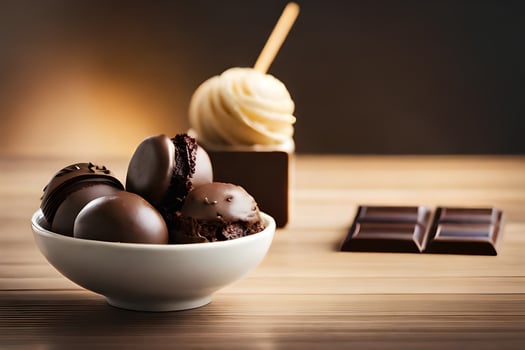 chocolate and ice cream in a bowl. AI-Generated photo