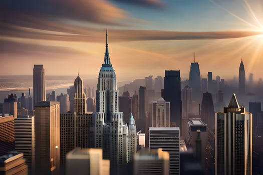 photo wallpaper the city, the sun, the city, the sun, the city, the sun. AI-Generated