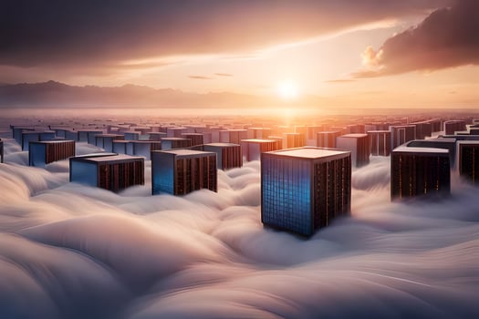 clouds over a city with skyscrapers. AI-Generated photo