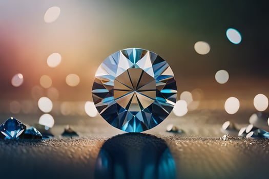 a diamond is shown on a table with a blurry background. AI-Generated photo