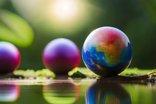 easter eggs in the water. AI-Generated photo