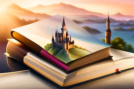 a book with a castle on top of it. AI-Generated photo