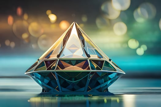 a diamond shaped object sitting on top of water. AI-Generated photo