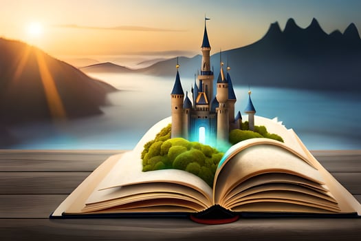the castle is made of a book. AI-Generated photo