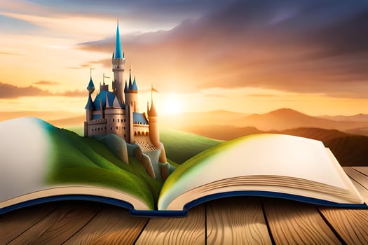 the castle is on the book. AI-Generated photo