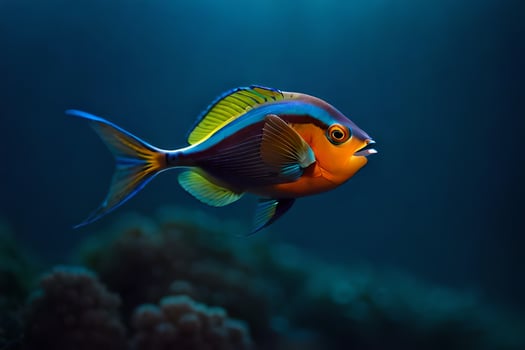 a colorful fish swimming in the ocean. AI-Generated photo