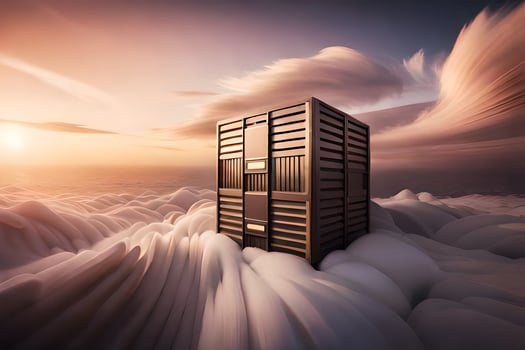 a box sitting on top of clouds. AI-Generated photo