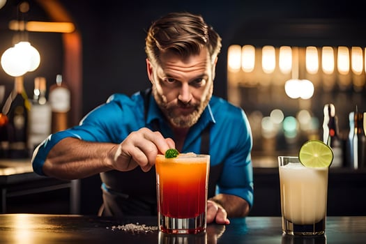 a bartender preparing a cocktail. AI-Generated photo