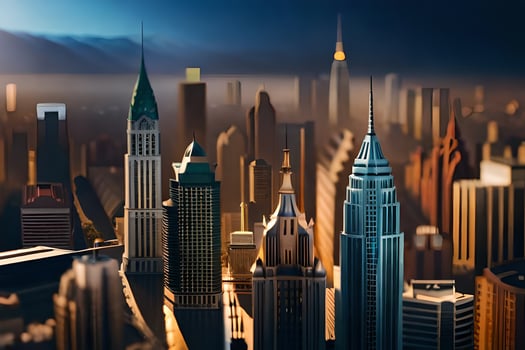 a city with tall buildings and a large city. AI-Generated photo