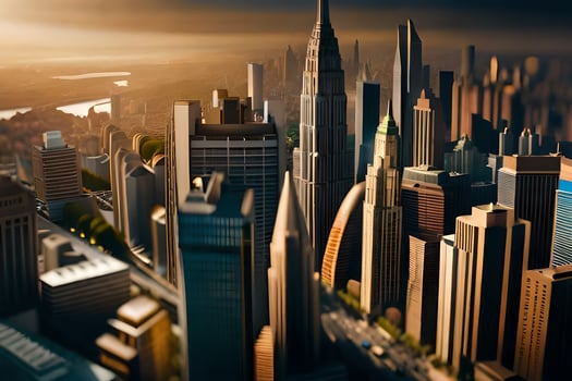 a city with tall buildings and a large sky. AI-Generated photo