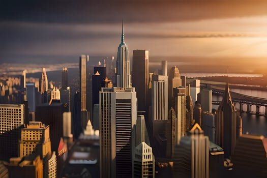 the city skyline is shown in this photo. AI-Generated photo