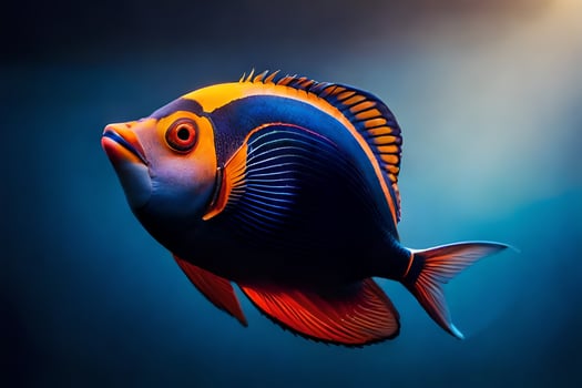 a fish with bright orange and blue colors. AI-Generated photo