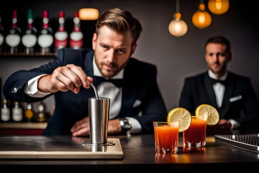 a bartender preparing a cocktail. AI-Generated photo