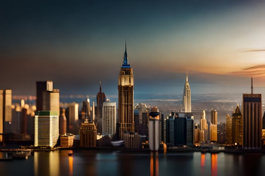 the city skyline at sunset. AI-Generated photo