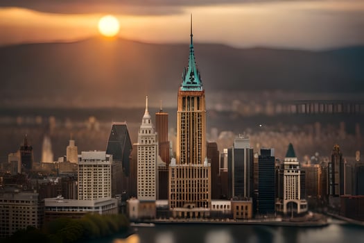 the empire state building is seen in the distance. AI-Generated photo