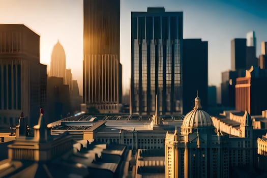 a city with tall buildings and a large clock tower. AI-Generated photo