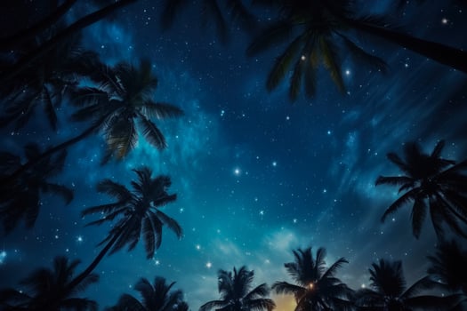 Starry night sky on New Years Eve in a tropical location background with empty space for text photo