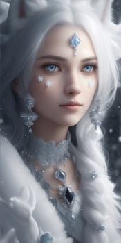 Beautiful White Fox Demon Queen Wallpaper Ai Generative photo